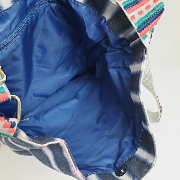 Vintage Hippie Crossbody Tie Dye Blue Striped 12x14x2" - Picture 10 of 11